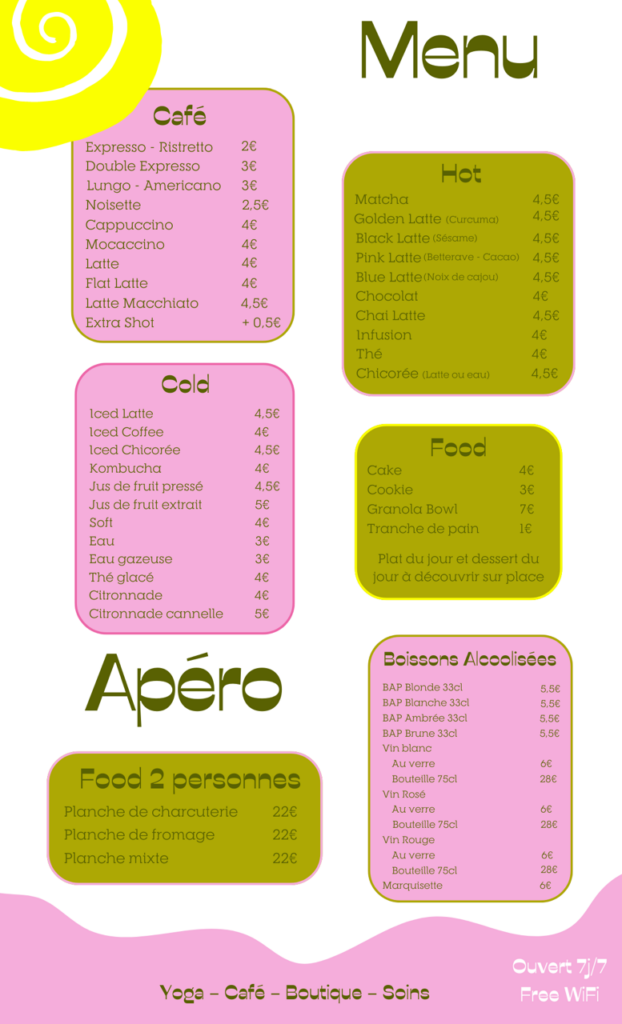 Pop Café menu